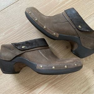 Merrell Shoes Womens 6 Luxe Wrap Studded Slip On Mule Clogs J68662 Brown Suede